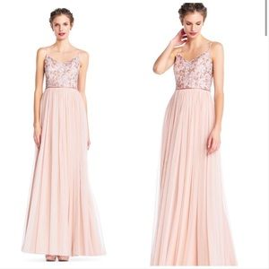 Adrianna Papell NWT Blush Beaded Chiffon Dress